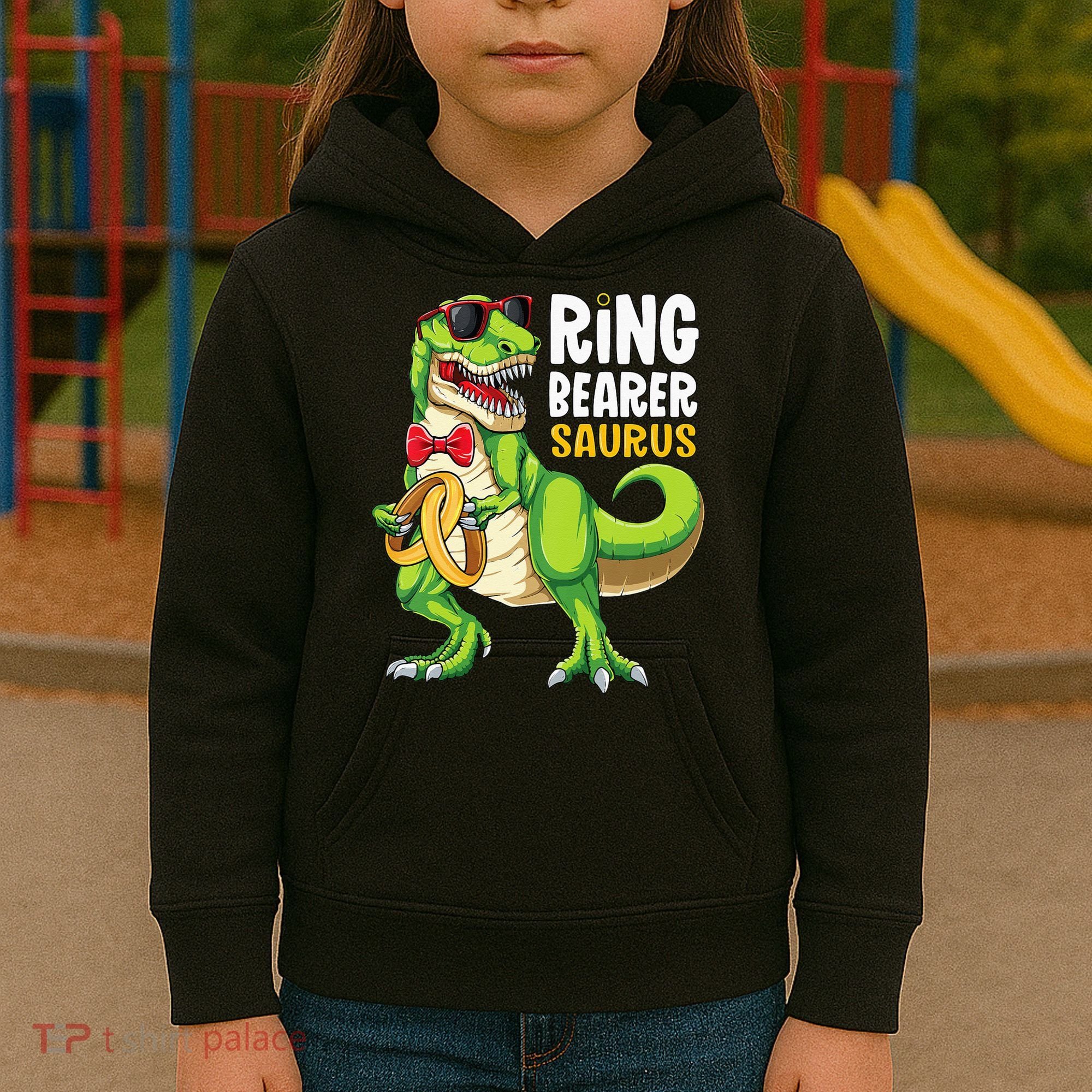 Ring Dude T Rex Wedding Party Ring Bearer Saurus Kids Hoodie