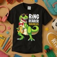 Ring Dude T Rex Wedding Party Ring Bearer Saurus Kids T-Shirt thumb 3