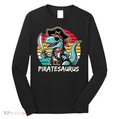 Retro Dinosaur T Rex Pirate Costume Piratesaurus Long Sleeve Shirt