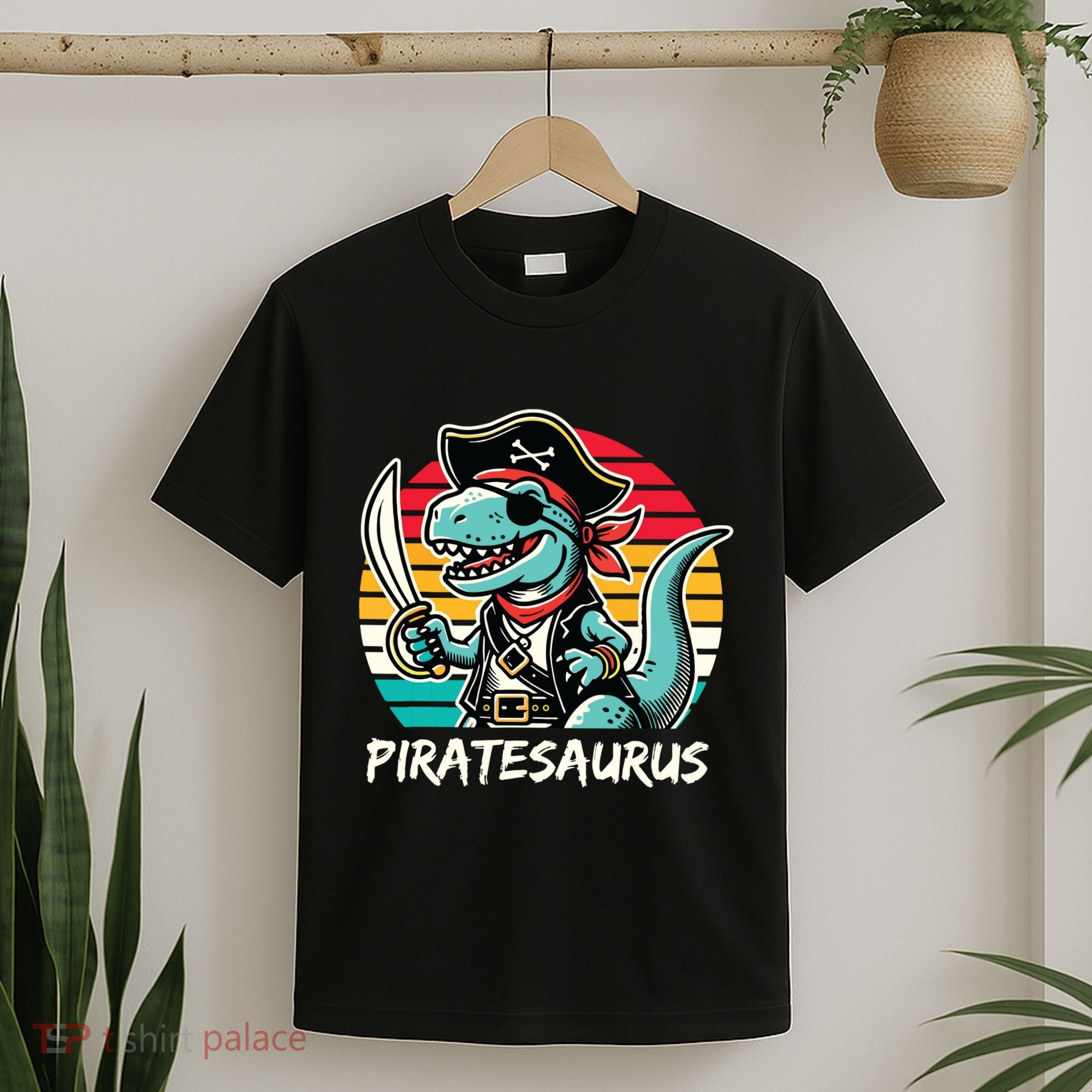 Retro Dinosaur T Rex Pirate Costume Piratesaurus T-Shirt