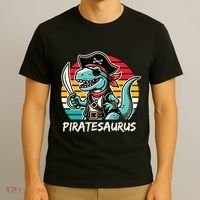 Retro Dinosaur T Rex Pirate Costume Piratesaurus T-Shirt thumb 3