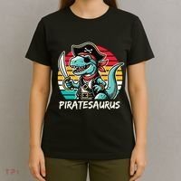 Retro Dinosaur T Rex Pirate Costume Piratesaurus T-Shirt thumb 4
