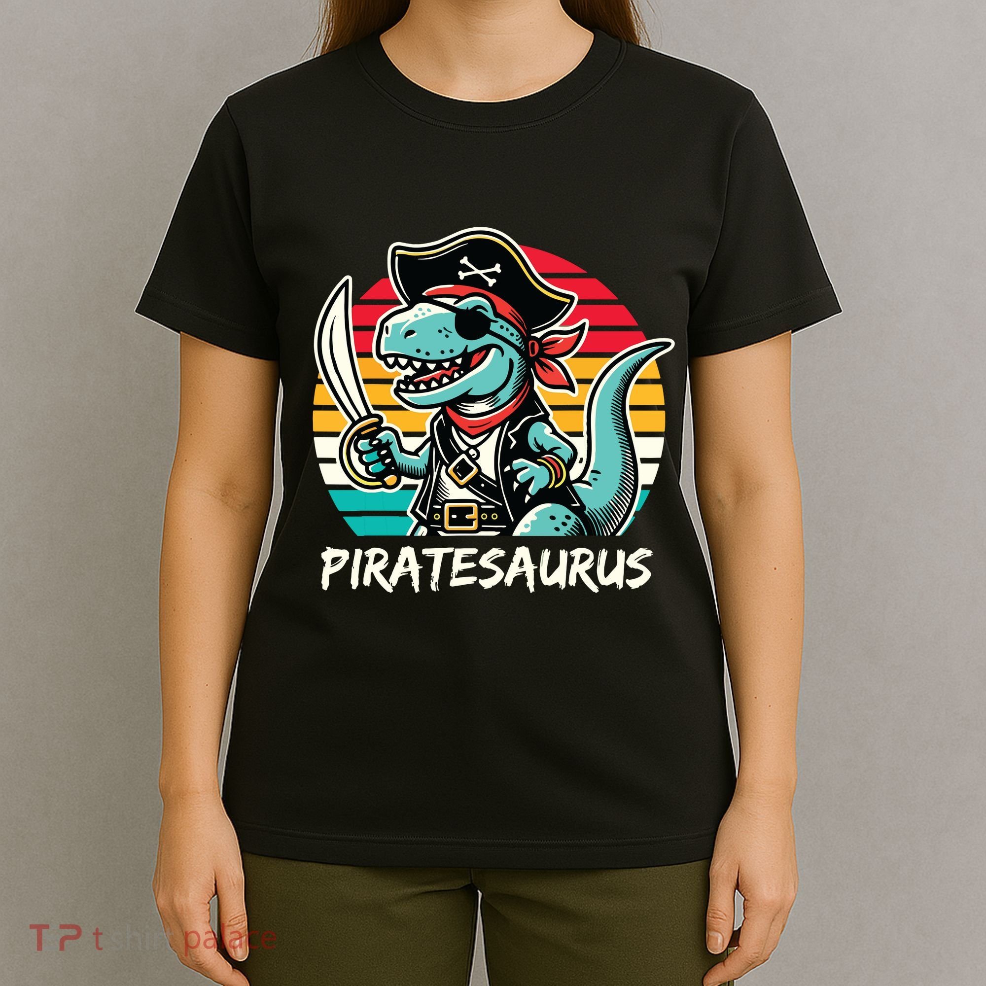 Retro Dinosaur T Rex Pirate Costume Piratesaurus T-Shirt