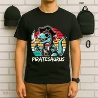 Retro Dinosaur T Rex Pirate Costume Piratesaurus T-Shirt thumb 6