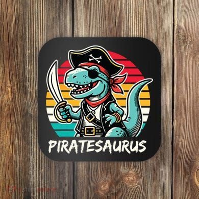 Retro Dinosaur T Rex Pirate Costume Piratesaurus Coaster