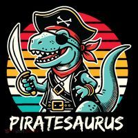 Retro Dinosaur T Rex Pirate Costume Piratesaurus Mousepad thumb 1