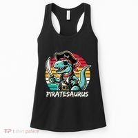 Retro Dinosaur T Rex Pirate Costume Piratesaurus Women's Tank Top thumb 0
