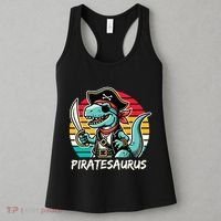 Retro Dinosaur T Rex Pirate Costume Piratesaurus Women's Tank Top thumb 3