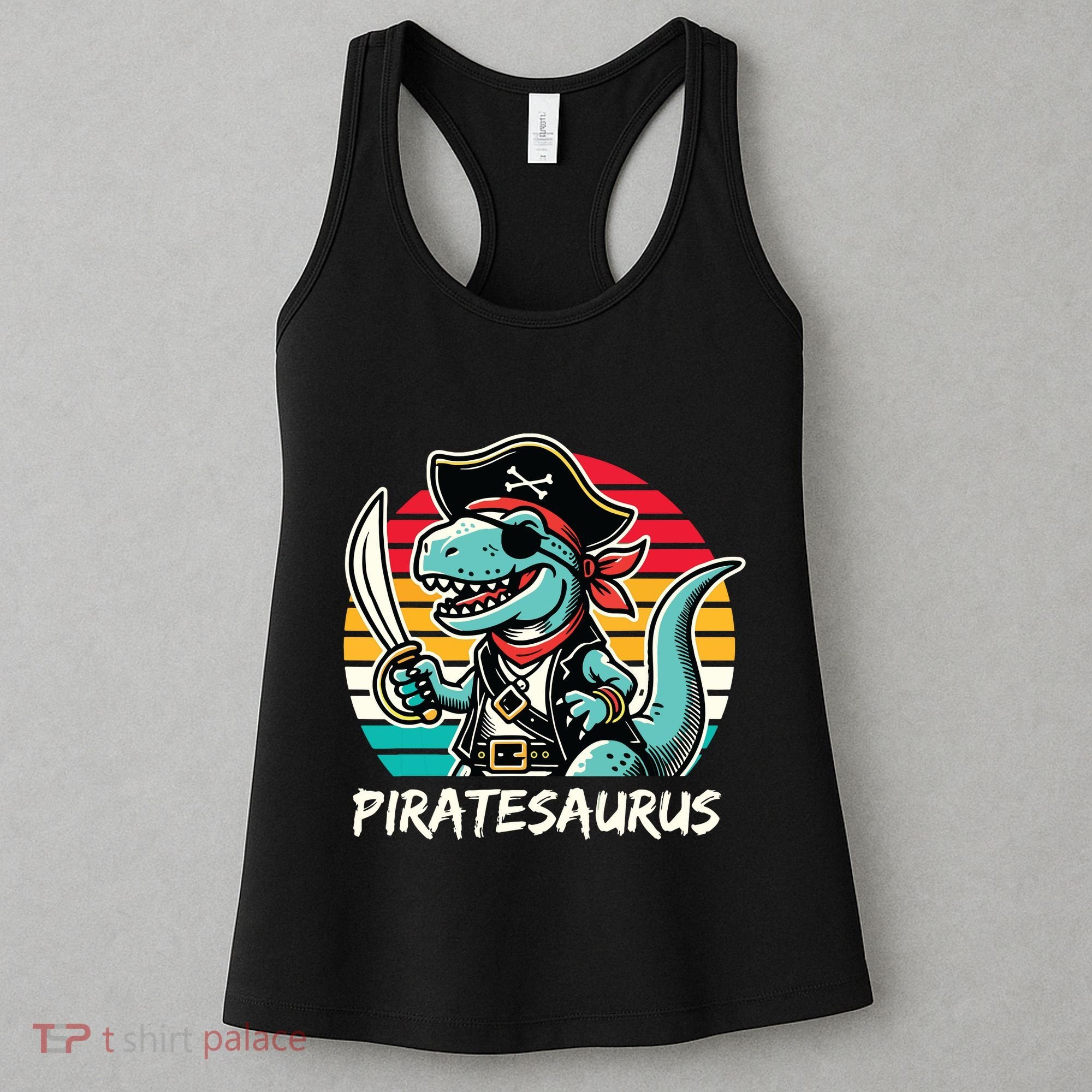 Retro Dinosaur T Rex Pirate Costume Piratesaurus Women's Tank Top
