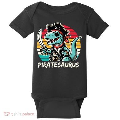 Retro Dinosaur T Rex Pirate Costume Piratesaurus Baby Bodysuit