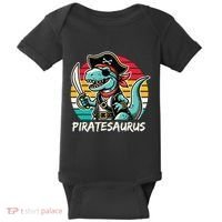 Retro Dinosaur T Rex Pirate Costume Piratesaurus Baby Bodysuit thumb 0