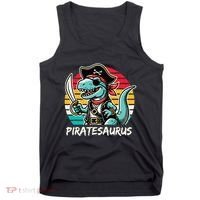 Retro Dinosaur T Rex Pirate Costume Piratesaurus Tank Top thumb 0