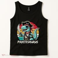 Retro Dinosaur T Rex Pirate Costume Piratesaurus Tank Top thumb 2