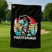 Retro Dinosaur T Rex Pirate Costume Piratesaurus Golf Towel thumb 1