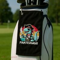 Retro Dinosaur T Rex Pirate Costume Piratesaurus Golf Towel thumb 2