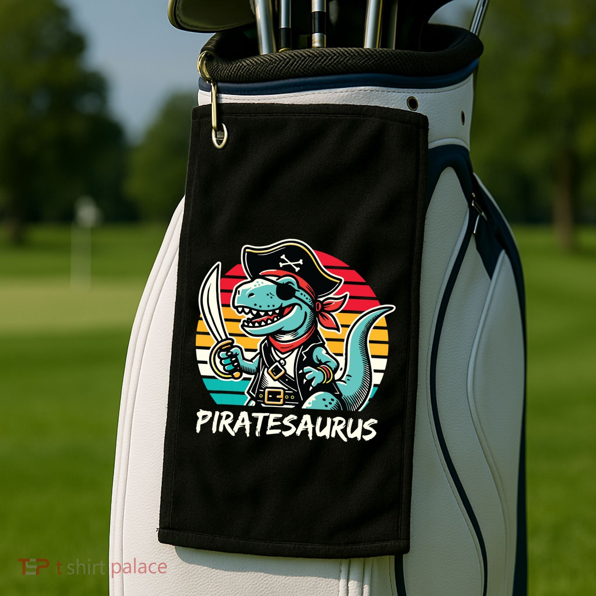 Retro Dinosaur T Rex Pirate Costume Piratesaurus Golf Towel