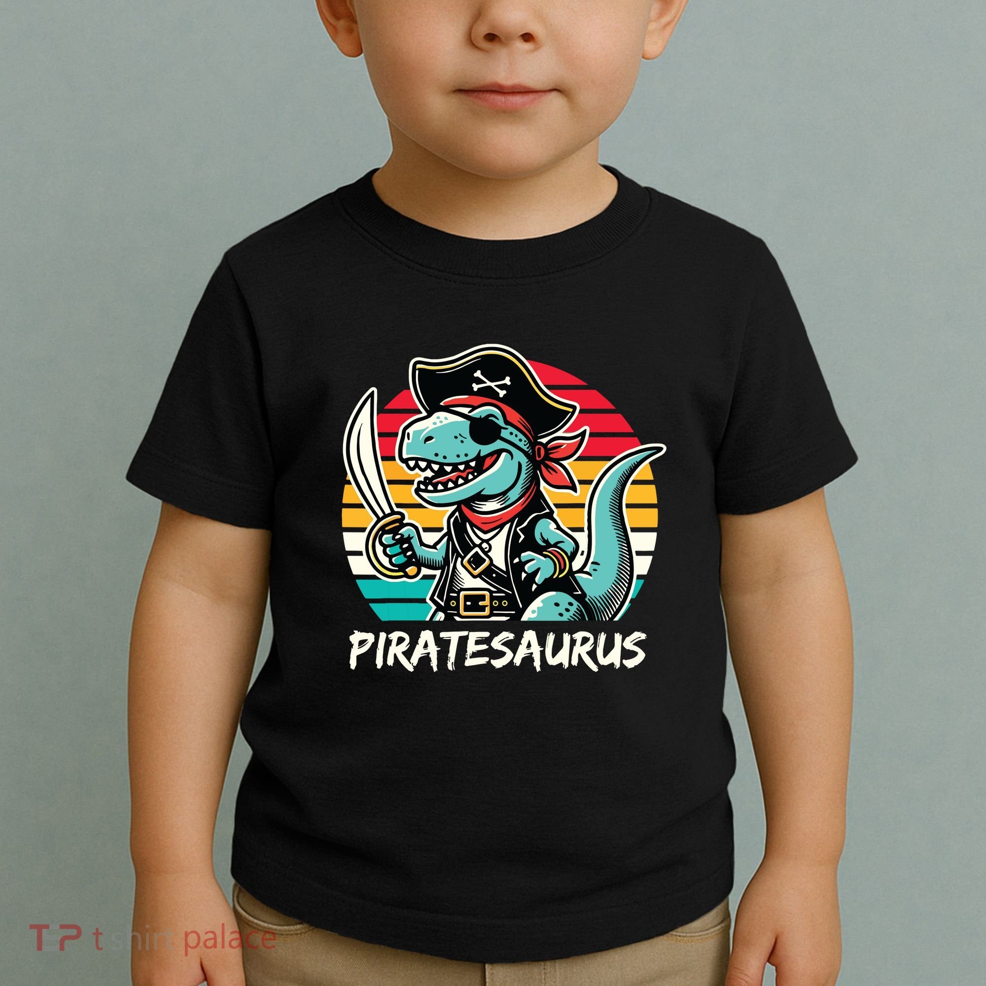 Retro Dinosaur T Rex Pirate Costume Piratesaurus Toddler T-Shirt