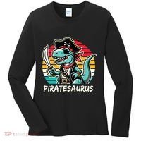 Retro Dinosaur T Rex Pirate Costume Piratesaurus Women's Long Sleeve Shirt thumb 0