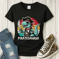 Retro Dinosaur T Rex Pirate Costume Piratesaurus Women's T-Shirt thumb 3