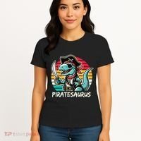 Retro Dinosaur T Rex Pirate Costume Piratesaurus Women's T-Shirt thumb 4
