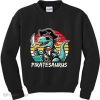 Retro Dinosaur T Rex Pirate Costume Piratesaurus Kids Sweatshirt thumb 0