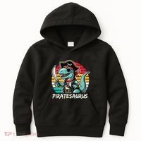 Retro Dinosaur T Rex Pirate Costume Piratesaurus Kids Hoodie thumb 0