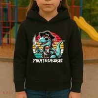 Retro Dinosaur T Rex Pirate Costume Piratesaurus Kids Hoodie thumb 3
