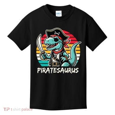 Retro Dinosaur T Rex Pirate Costume Piratesaurus Kids T-Shirt