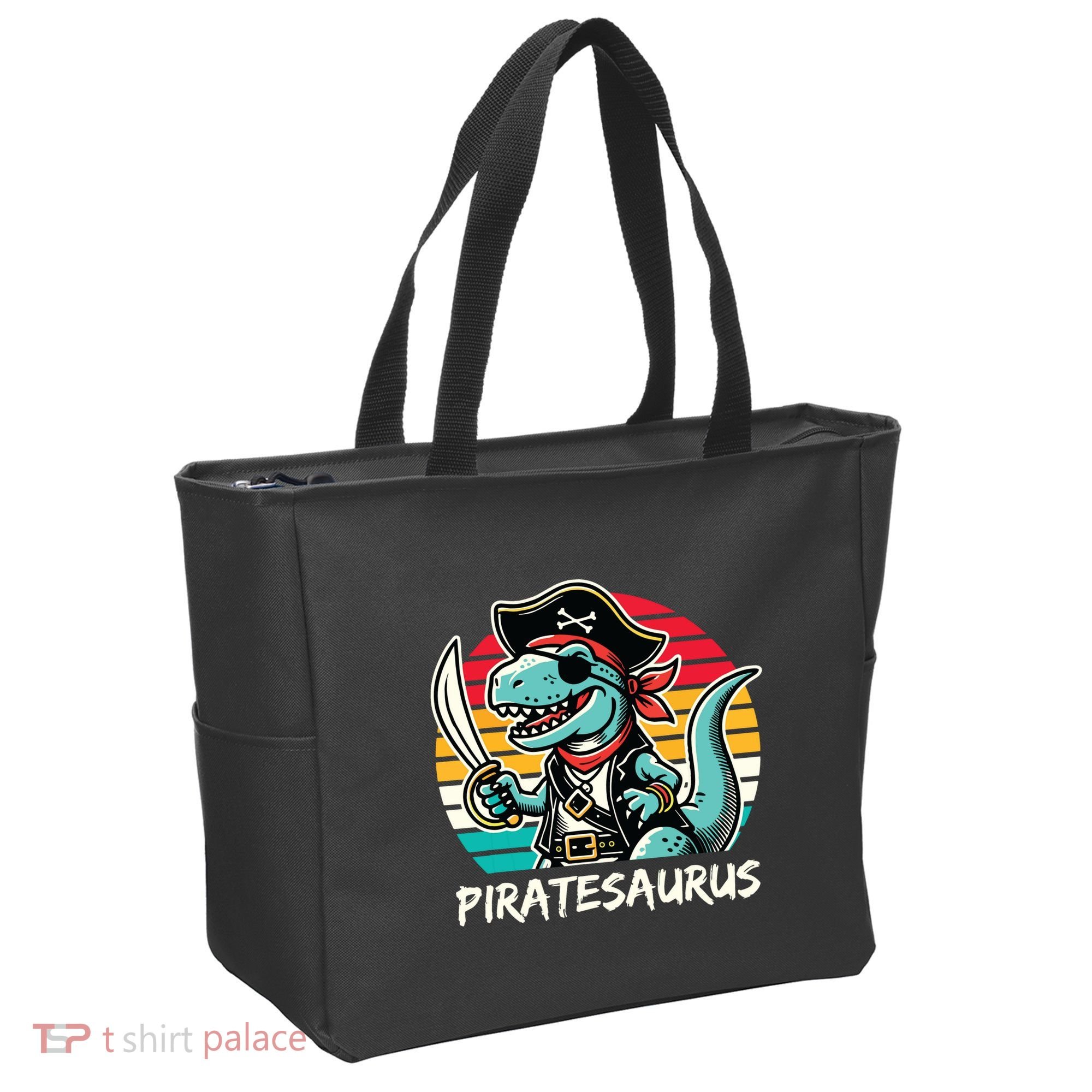 Retro Dinosaur T Rex Pirate Costume Piratesaurus Tote Bag