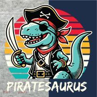 Retro Dinosaur T Rex Pirate Costume Piratesaurus Kids Colorblock Raglan Jersey thumb 2