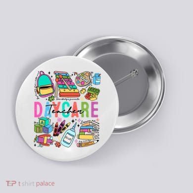 Retro Daycare Teacher Somebody Favorite Button