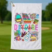 Retro Daycare Teacher Somebody Favorite Golf Towel thumb 1