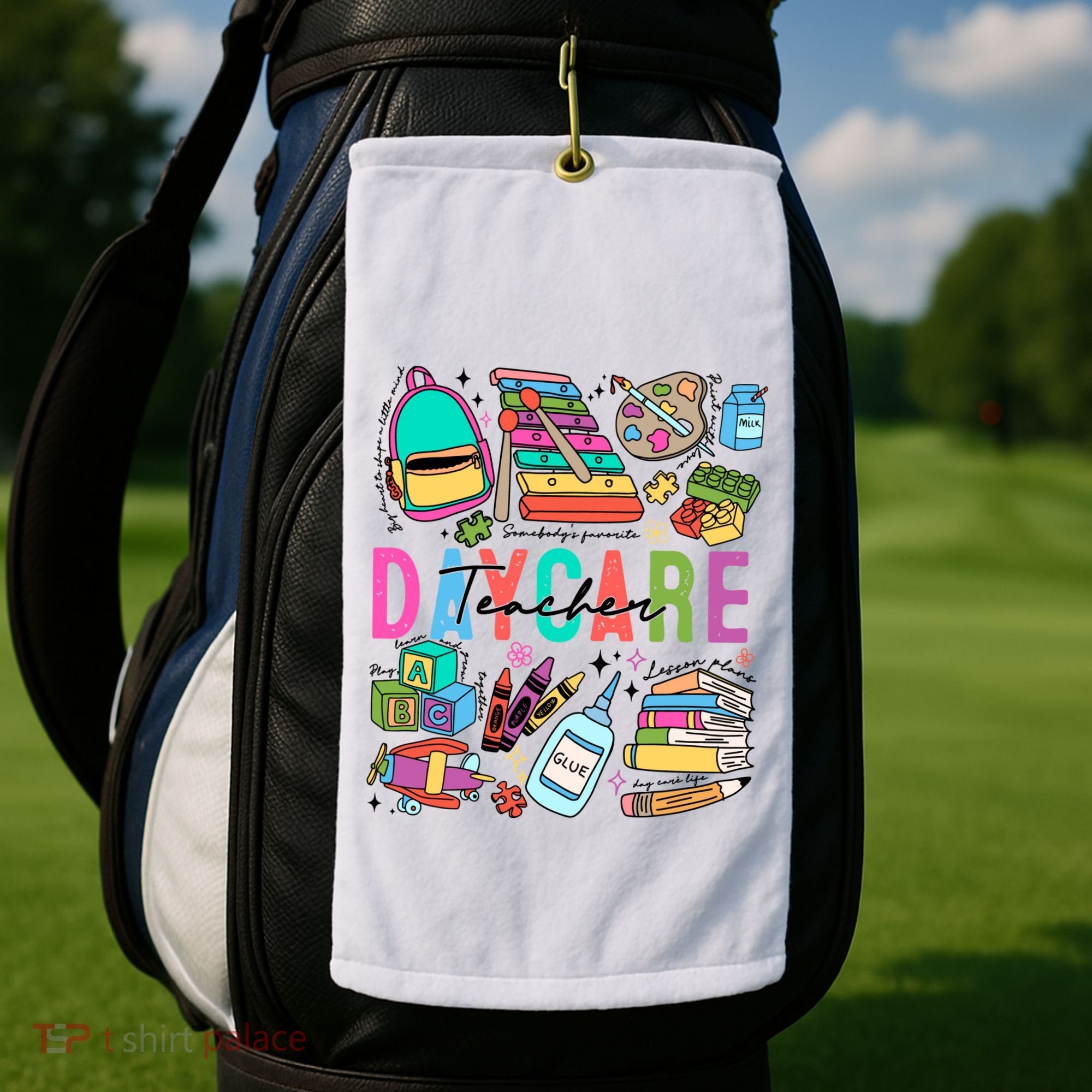 Retro Daycare Teacher Somebody Favorite Golf Towel
