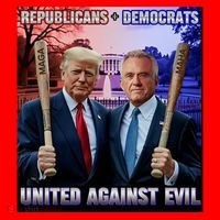 Republican Democrats United Against Evil Trump Kennedy Santa Hat thumb 1