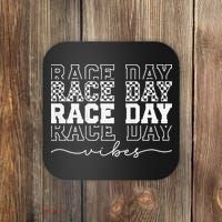 Race Day Vibes Checkered Coquette Bow Car Racing Race Day Coaster thumb 0