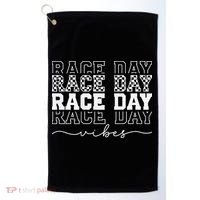 Race Day Vibes Checkered Coquette Bow Car Racing Race Day Golf Towel thumb 0