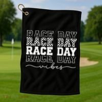 Race Day Vibes Checkered Coquette Bow Car Racing Race Day Golf Towel thumb 1