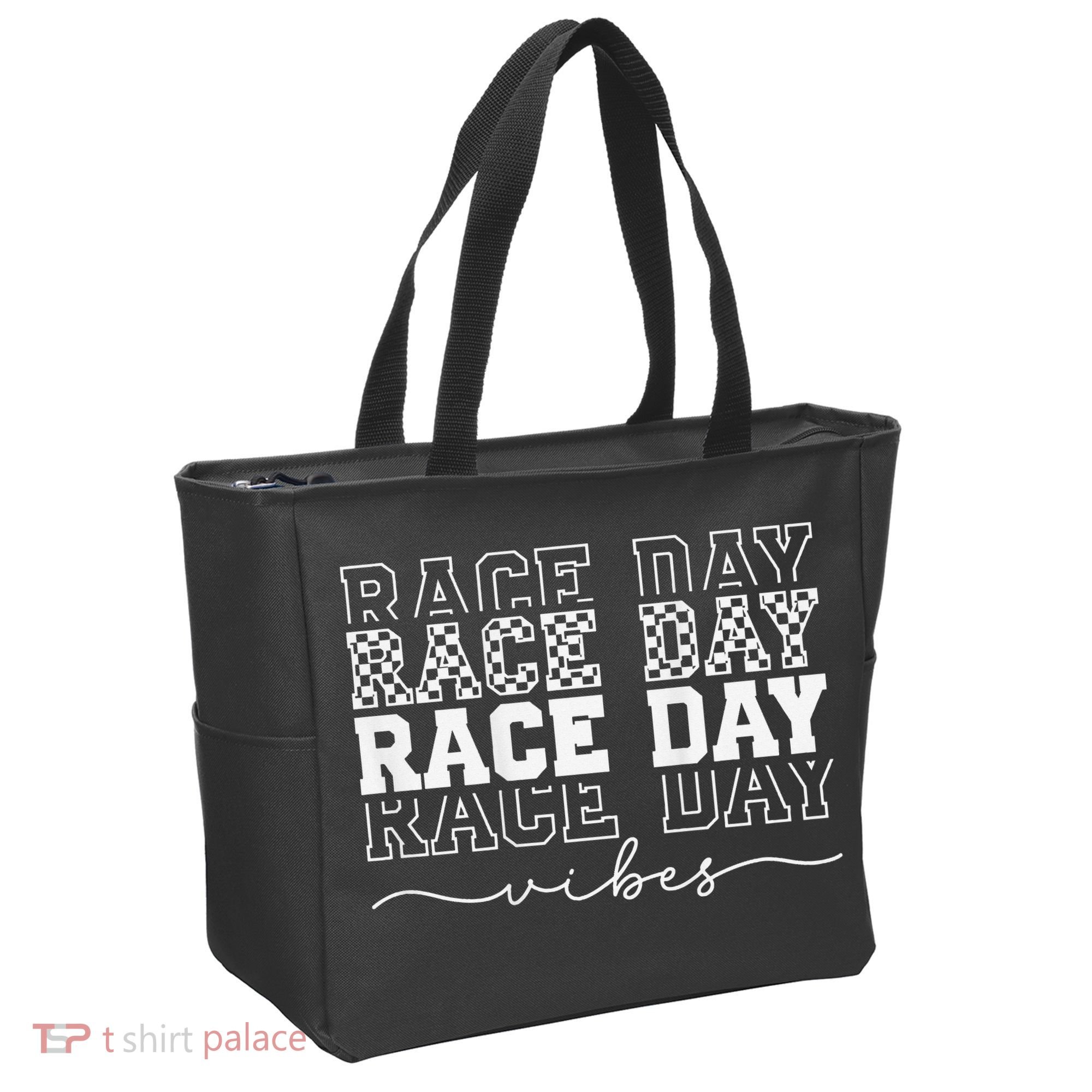 Race Day Vibes Checkered Coquette Bow Car Racing Race Day Tote Bag