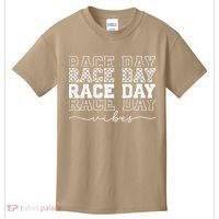Race Day Vibes Checkered Coquette Bow Car Racing Race Day Kids T-Shirt thumb 0