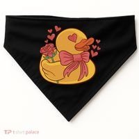 Rubber Duck Valentines Day Rose Cute USA-Made Doggie Bandana thumb 0