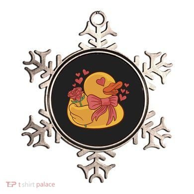 Rubber Duck Valentines Day Rose Cute Ornament