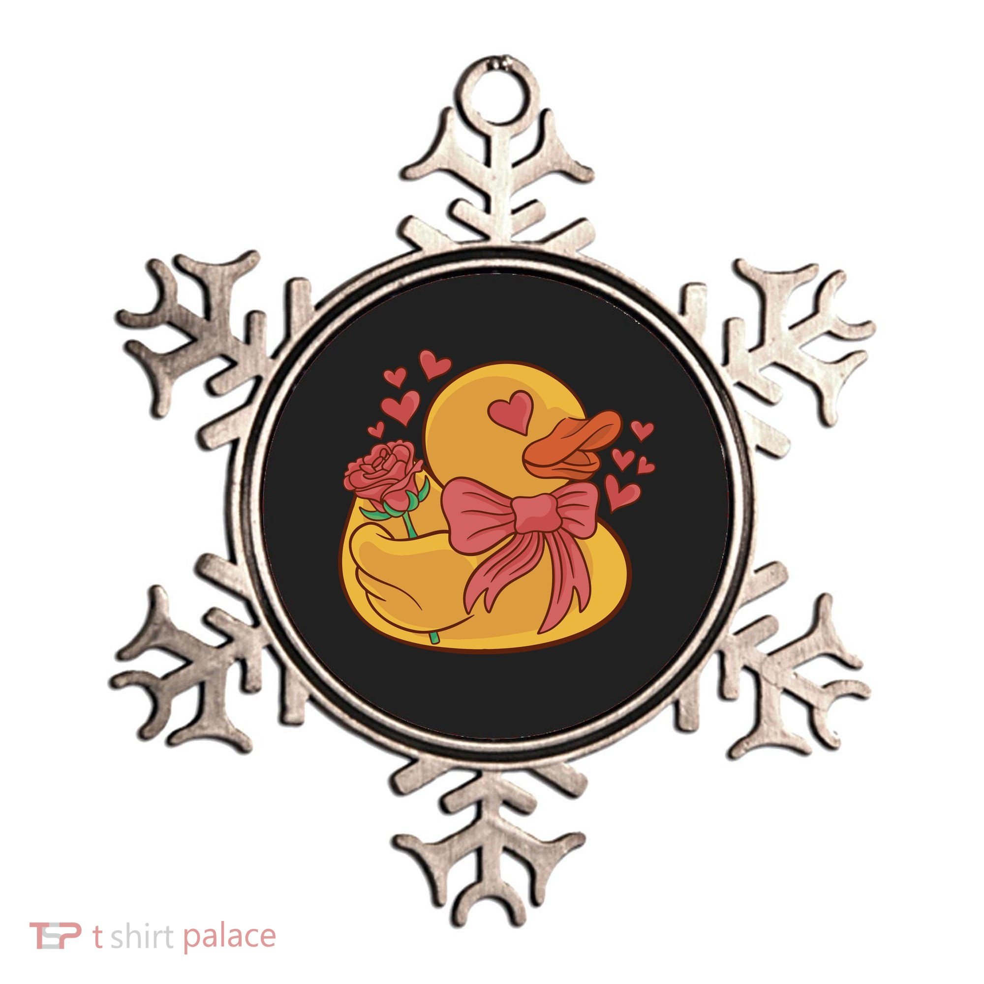 Rubber Duck Valentines Day Rose Cute Ornament