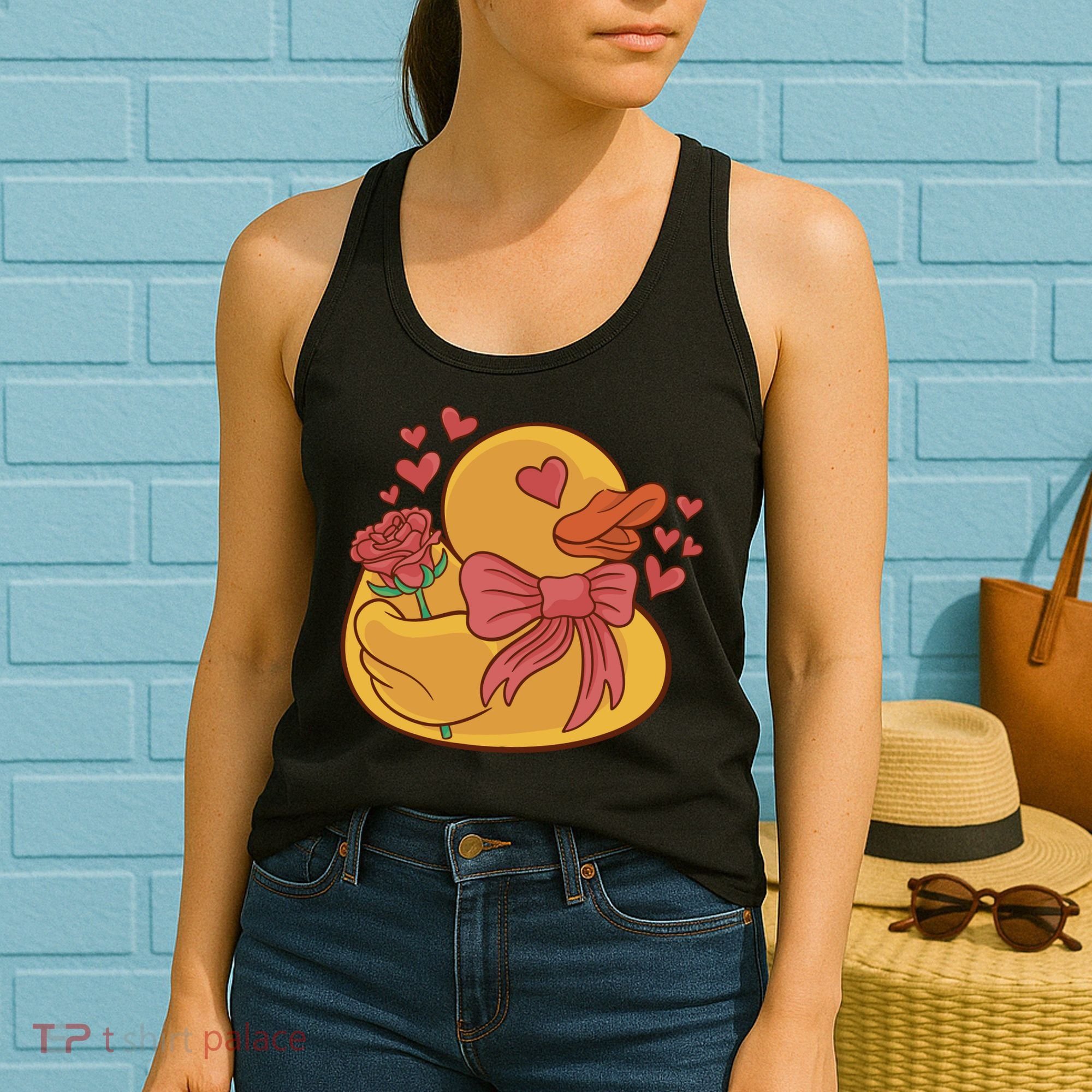 Rubber Duck Valentines Day Rose Cute Women's Tank Top
