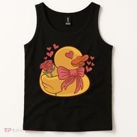 Rubber Duck Valentines Day Rose Cute Tank Top thumb 2