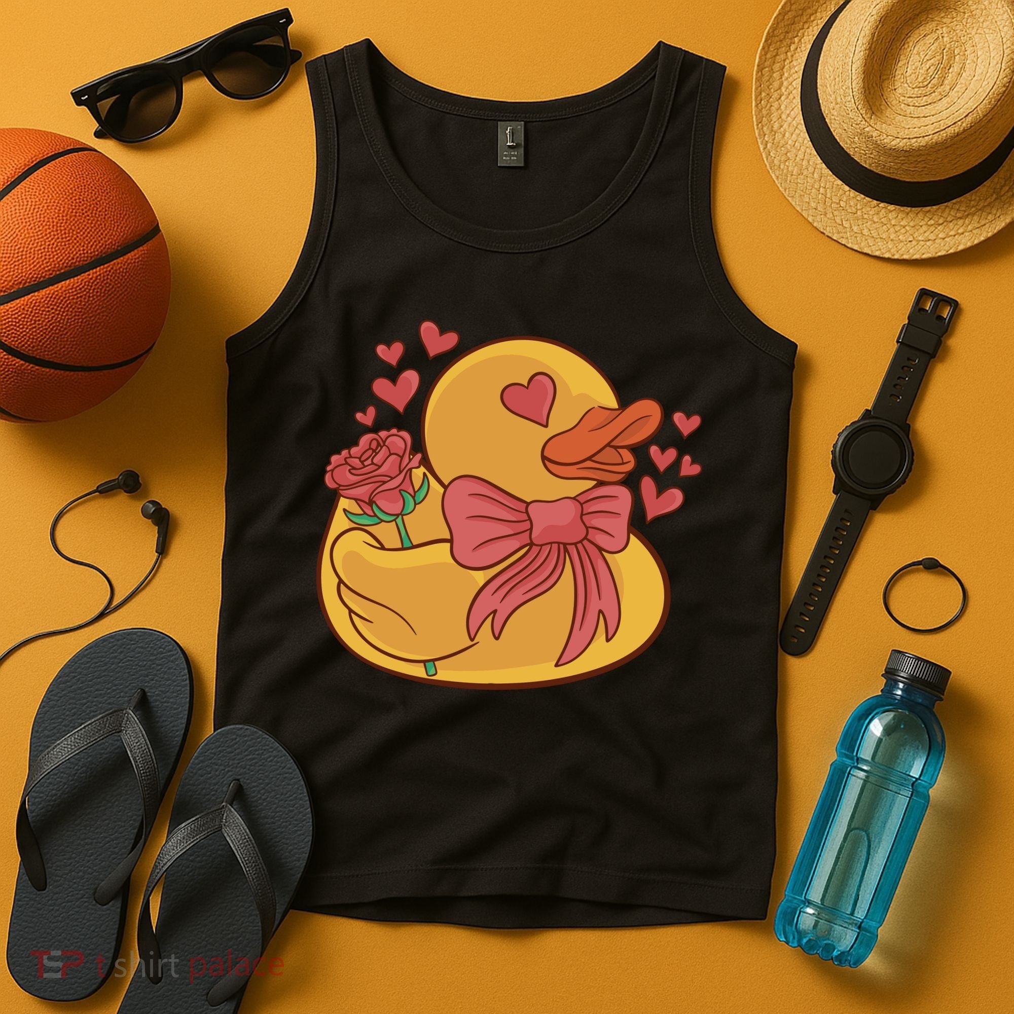 Rubber Duck Valentines Day Rose Cute Tank Top