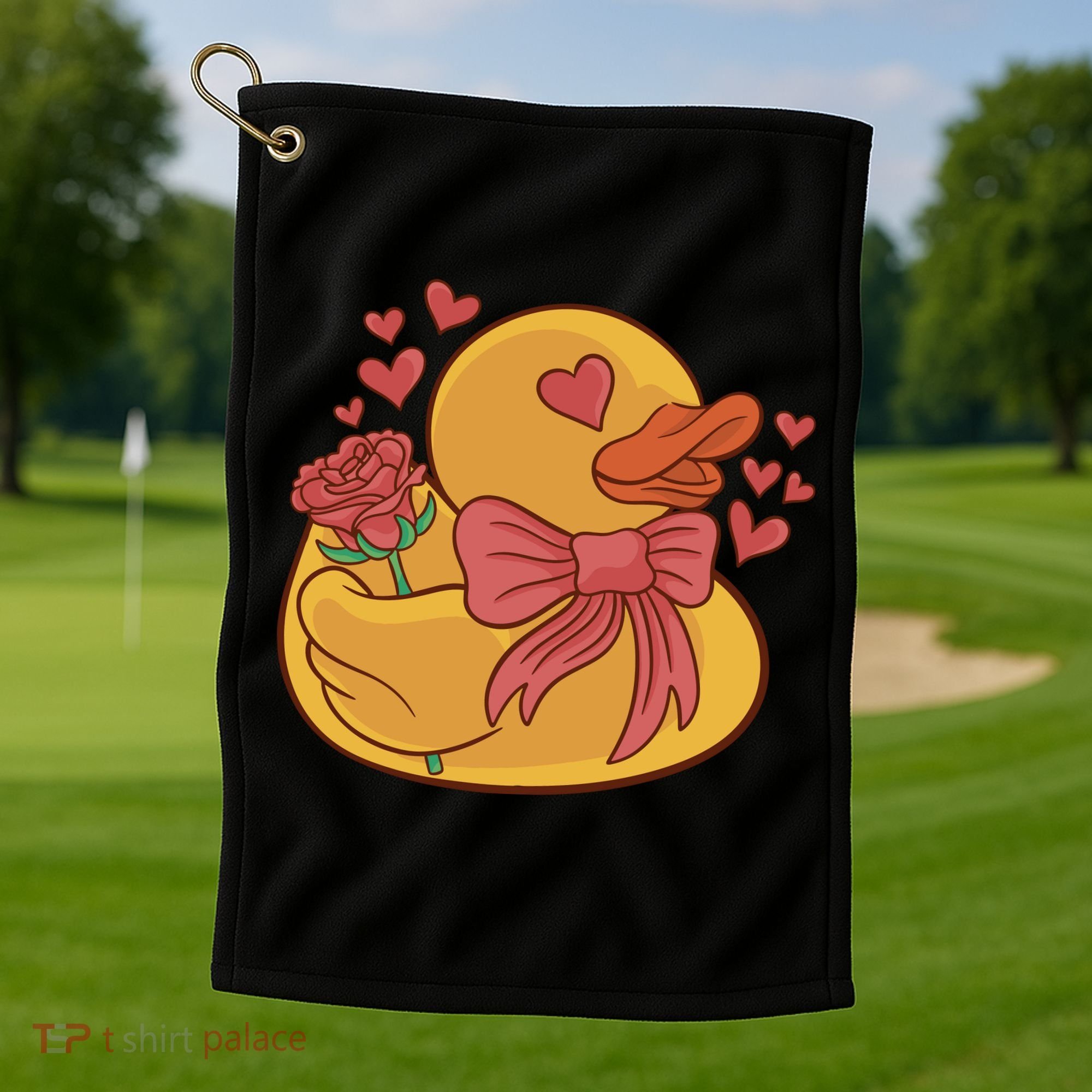 Rubber Duck Valentines Day Rose Cute Golf Towel