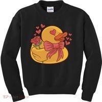 Rubber Duck Valentines Day Rose Cute Kids Sweatshirt thumb 0