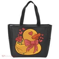Rubber Duck Valentines Day Rose Cute Tote Bag thumb 0