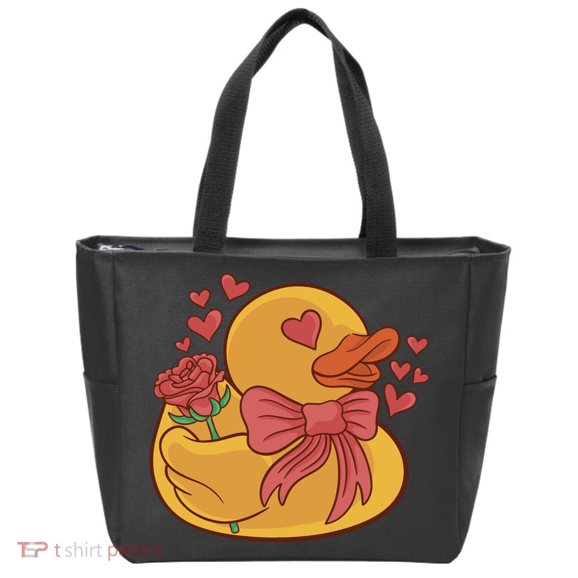Rubber Duck Valentines Day Rose Cute Tote Bag