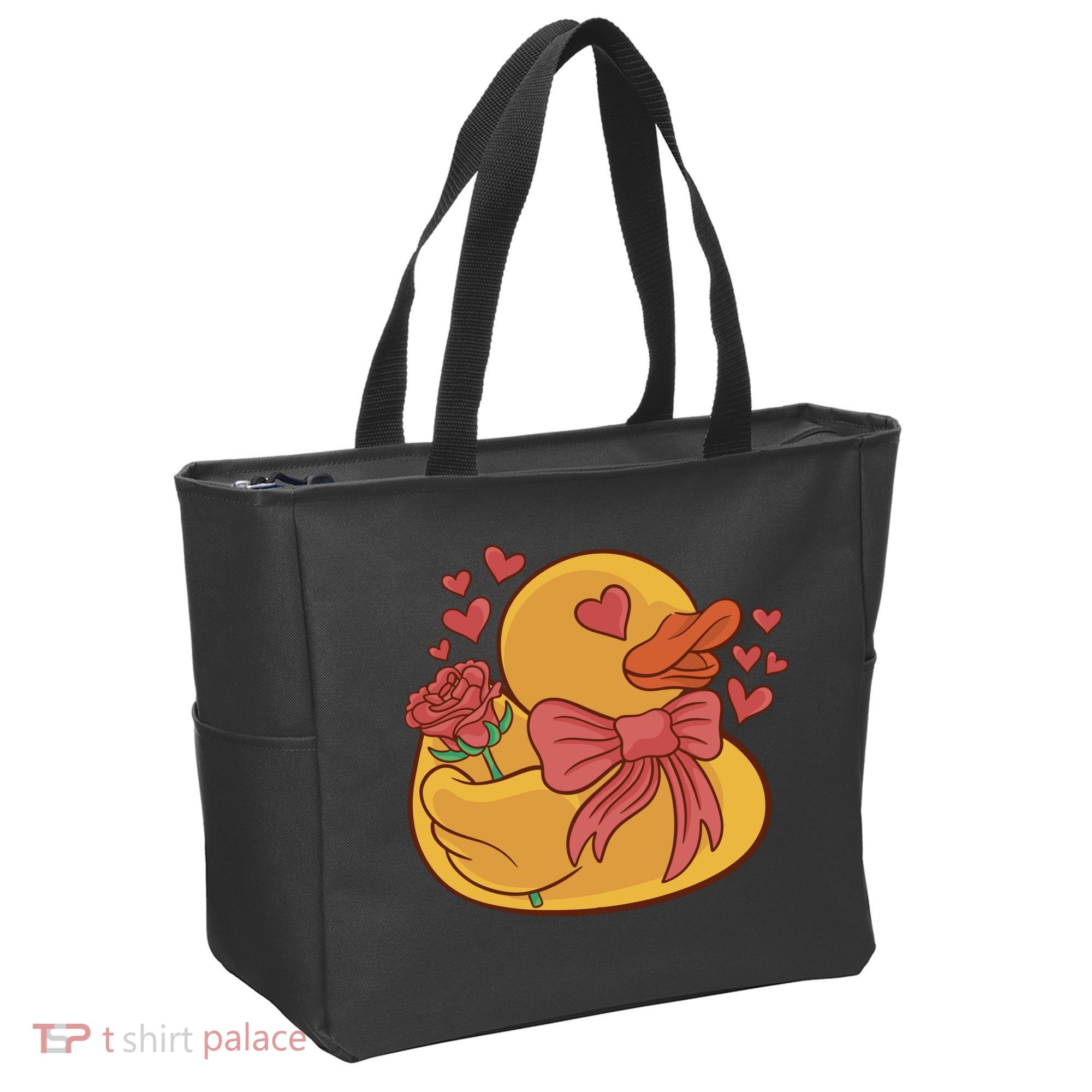 Rubber Duck Valentines Day Rose Cute Tote Bag